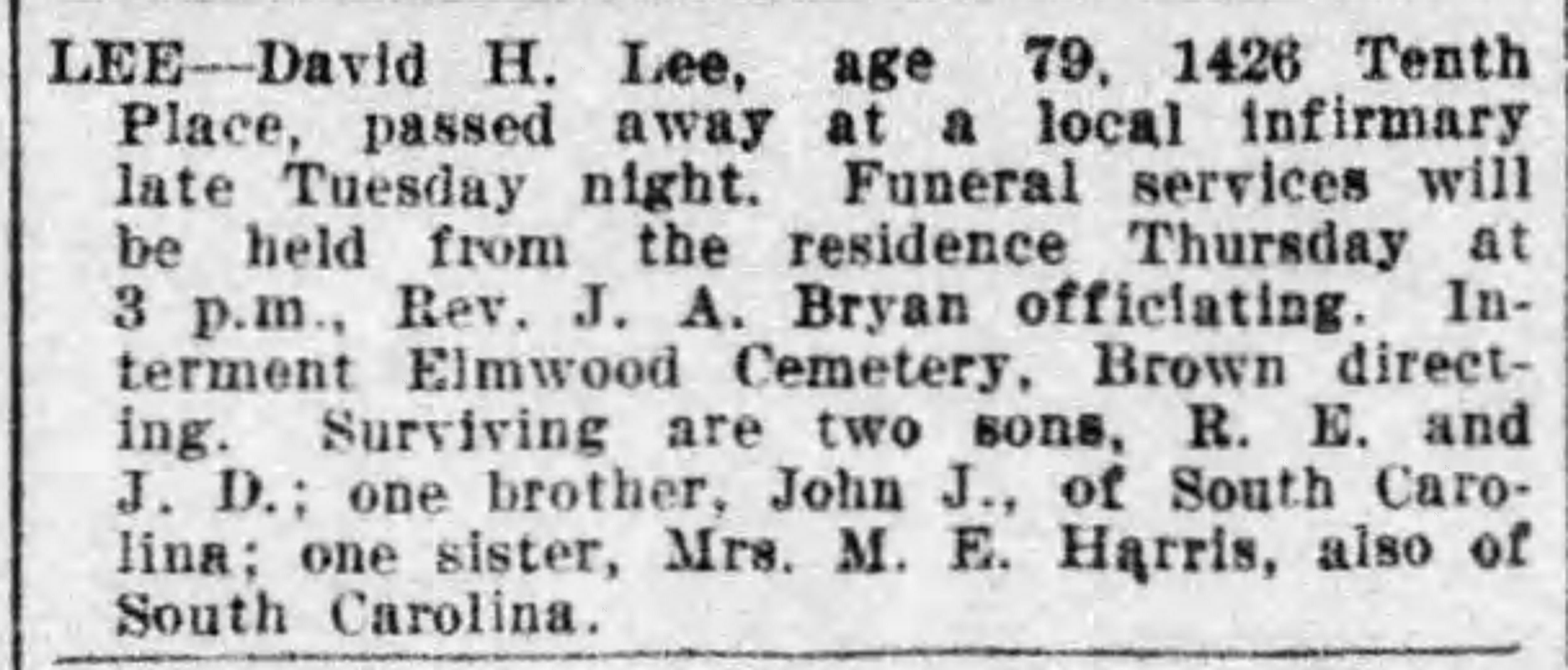 David H. Lee obituary